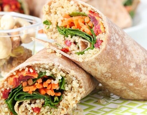 Quinoa Veggie Wrap Recipe Vegan The Nutty Scoop From Nuts Com