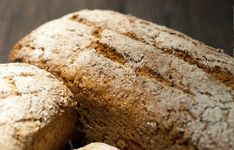 Whole grain bread is a good source of complex carbohydrates.